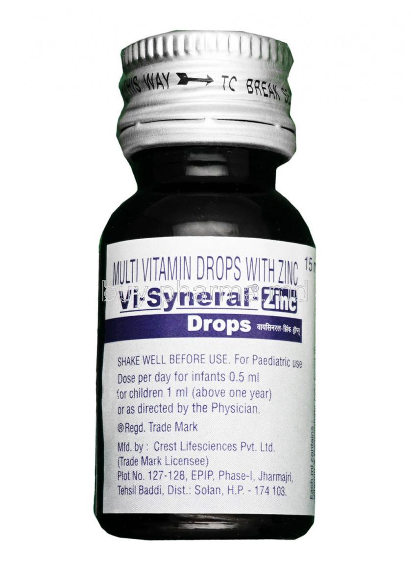 46017 Vi syneral Zinc Drops Vitamins Minerals And Fat Oral Drops 15ml Bottle